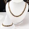 Set Bijuterii Colier Brățară Metalic la Modă și Personalizat cu Cercuri Geometrice cu Imprimeu Leopard pentru Femei