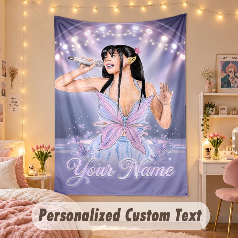 Custom Personalized Tapestry,Ayliva Print Custom Name Text Wall Art Hanging for Bedroom