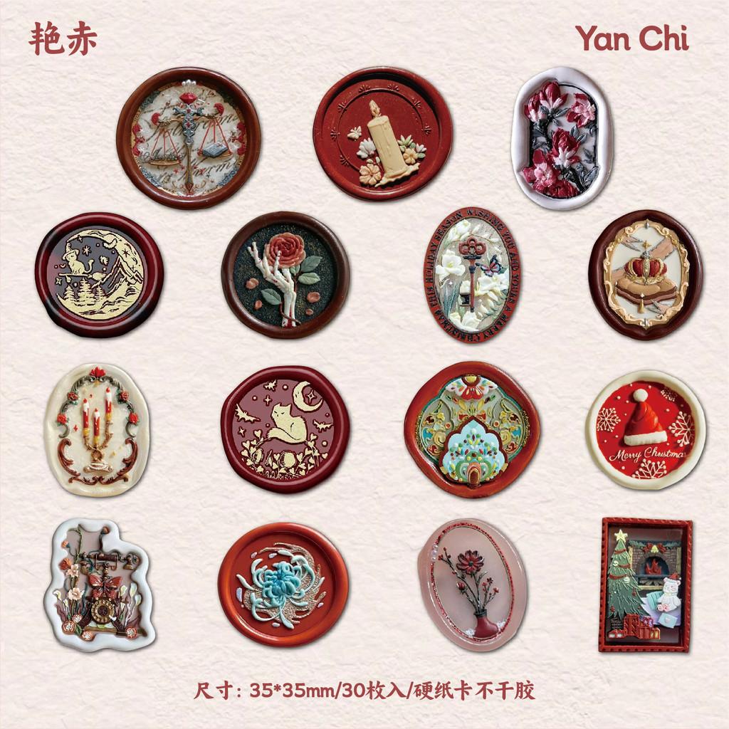

Journamm 30 Pcs Wax Seal Stickers DIY Scrapbooking Collage Junk Journal Creative Decor Stationery Sealing Aesthetics Stickers