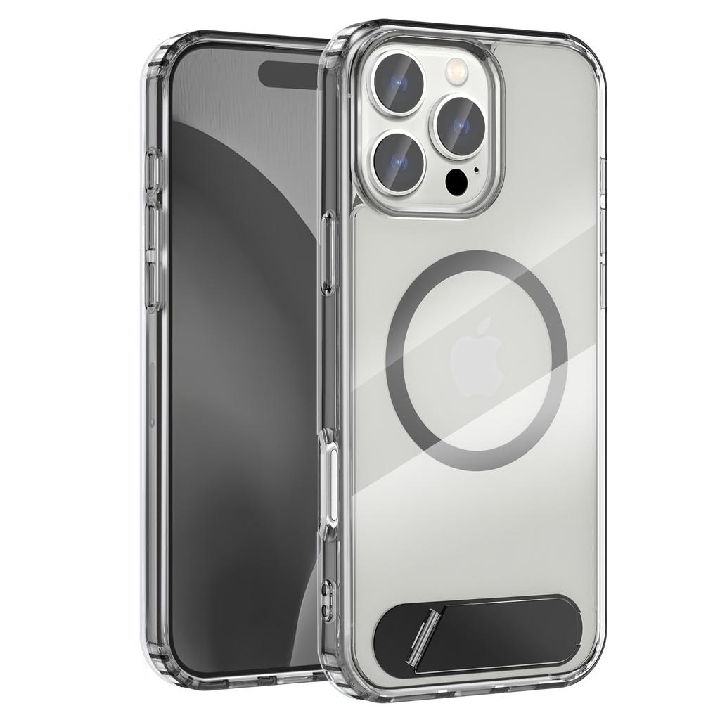 For iPhone 16 Pro Case Compatible with MagSafe Folding Kickstand Anti Drop PC + TPU Back Cover
