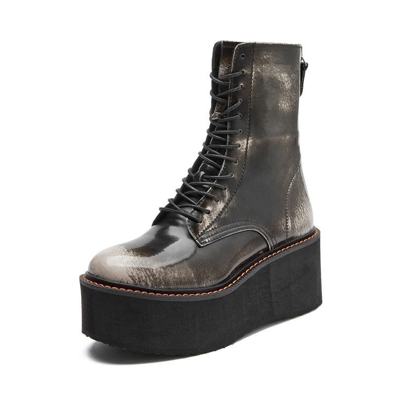 Fashion AIYUQI Women Ankle Boots Genuine Leather 2025 New Platform High Heel Short Boots Female Non-slip Large Size Women Winte Boots
