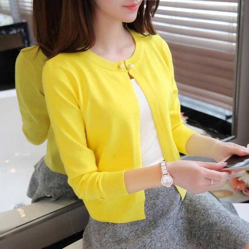Knitted cardigan short sunscreen small shawl thin coat spring and summer new women's sweater long-sleeved air-conditioning shirt