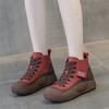 Dámské kotníkové boty Zimní Nové šněrovací Pravá kůže Kulatá špička Ležérní Silná podrážka Protiskluzové Dámské plyšové boty De Mujer