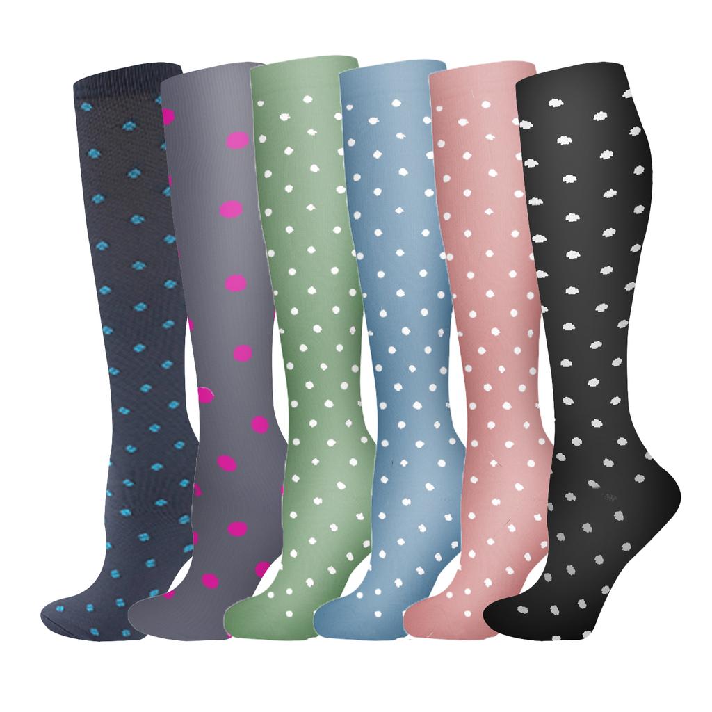 Compression Socks Small Dots Stripe Candy Color Varicose Vein Nurse Sports Running Calf Pressure Stockings Protect Feet Support