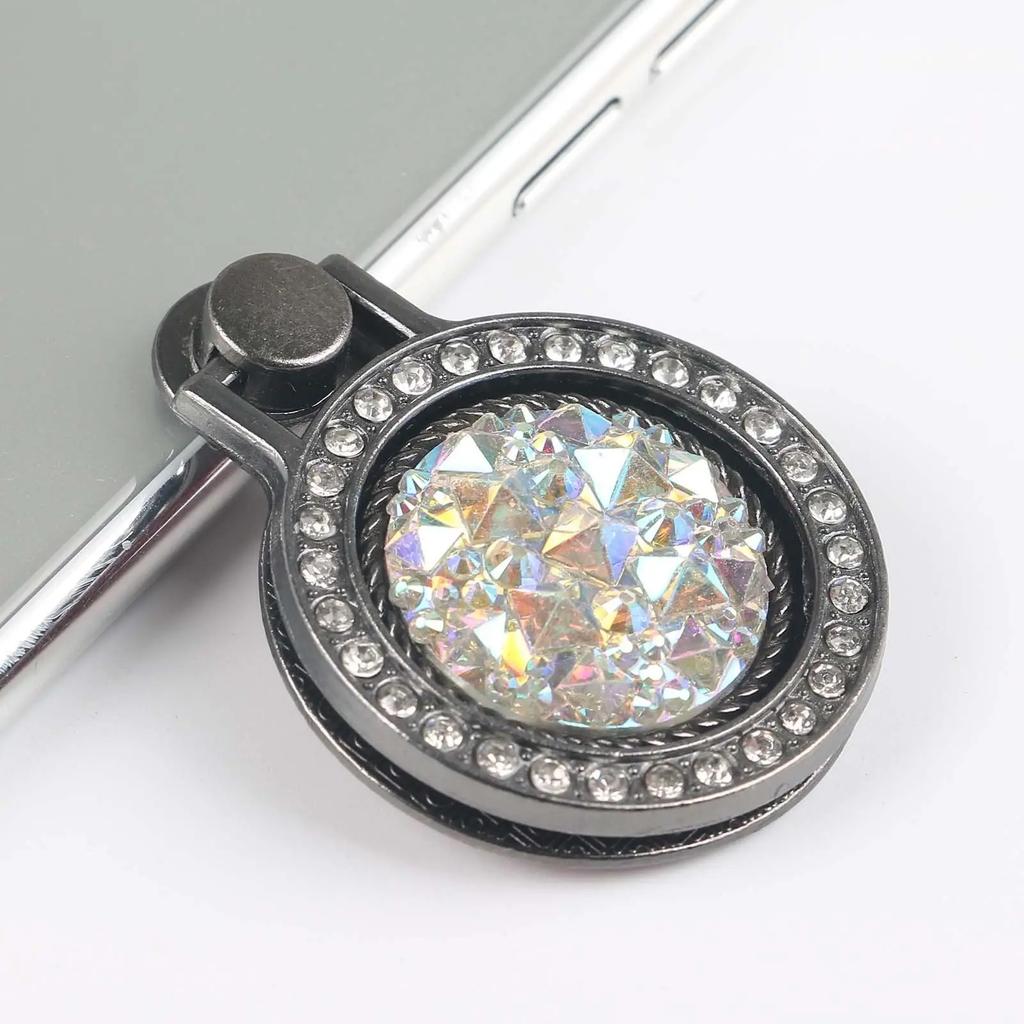 Fashion Luxury Diamond Shiny Gemstones Metal Mobile Phone Ring Bracket Phone Holder Rotatable Ring Bracket for iPhone Samsung