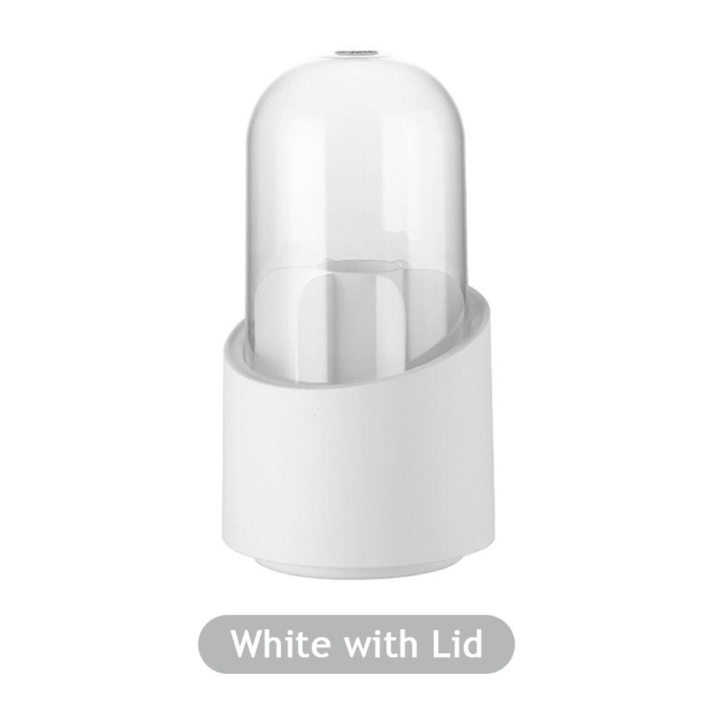 360° Rotating Makeup Brush Holder with Lid Large-Capacity Spinning Brush Storage Dust-proof Cosmetic Storage Tools Pen Holder