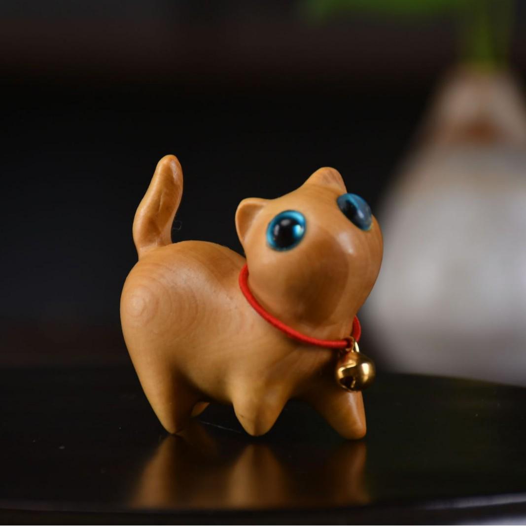 

Украшение «Любопытный котенок» из сандалового дерева: Милая, Креативная Мини Деревянная Фигурка Животного - Очаровательный Карманный Подарок