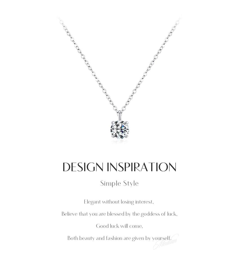 MODIAN 1 Carat Moissanite S925 Sterling Silver Necklace - Elegant & Luxurious, All-Match Clavicle Chain for Women