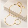 Stainless Steel Finger Ring Bracelet for Women, 18K Gold Plated Waterproof Hand Chain Tarnish Free