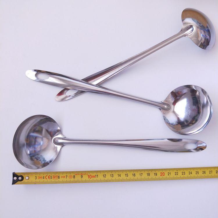 Stainless Steel Soup and Hot Pot Ladle Set: Large Ladle, Small Slotted Spoon, Long Handle, Commercial Porridge Spoon