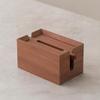 Walnut Wood Tissue Box Refillable Solid Holder with Raised Side Supports for Living