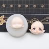 Molde de Cara Humana BJD OB11 Cerámica Blanda Versión Q Feliz Ojos Cerrados Arcilla Ultraligera Fondant Molde de Silicona 4.5cm 6cm