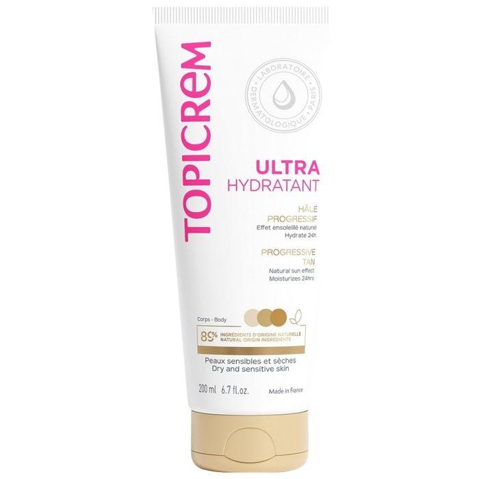 Lait Ultra-Hydratant - TOPICREM - Hâle Progressif - 200ml - Peaux Sensibles - Sans Parabène