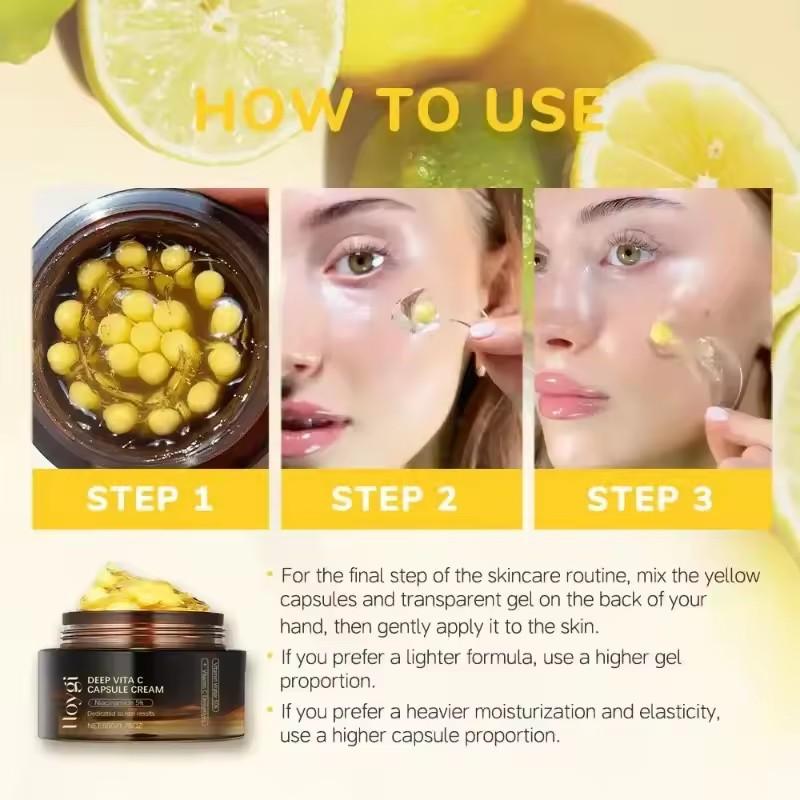 Idratante Viso Dorato con Vitamina C in Capsule Liposomiali per Rughe Luminosità della Pelle Glow Idratazione Leggera Cura della Pelle
