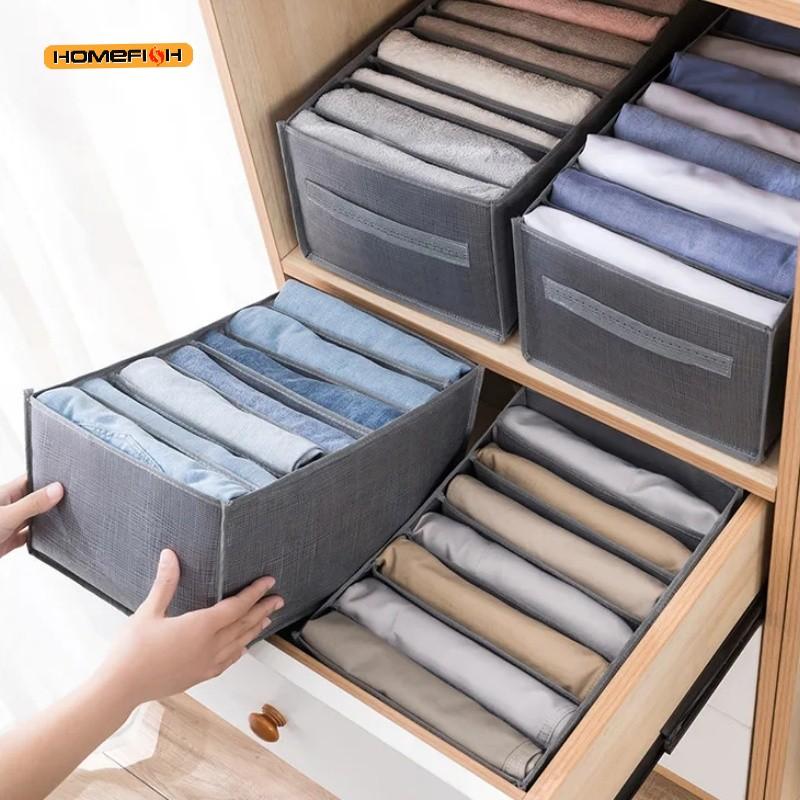 Grey 9 Grid Storage Box Non Woven Durable Washable Space Saving Layered Arrangement Pants Clothes Underwear Wardrobe Storage