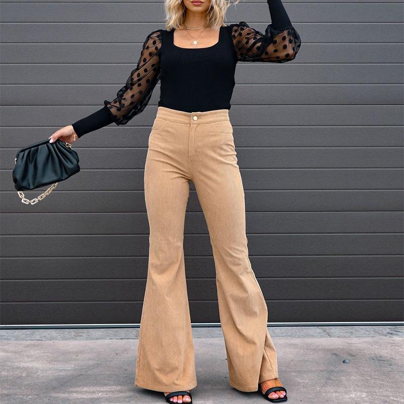 QICED Women's Fashion Casual Solid Color Print Pants & Capris