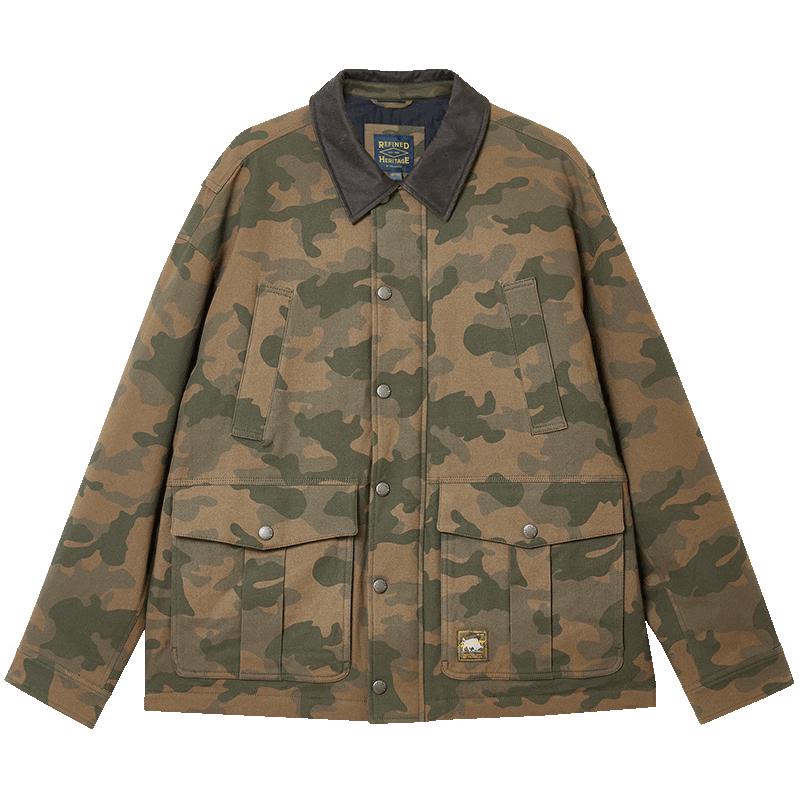 

JACK&JONES Men s Distressed Letter Print Lapel Winter Jacket M