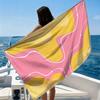 Pink Yellow Curves Beach Towel Ultra-fine Fiber Quick Drying Absorbent Beach Swimming Vacationvacation Essentials Gifts