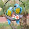 Parrot Pendant, Waterproof Resin Outdoor Garden Decoration with Iron Ring Suspension, Realistic Macaw Pair Hanging Ornament for Balcony Trees Indoor