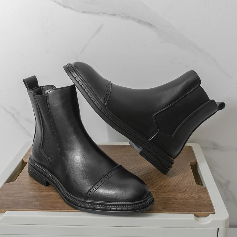Fashion New Trend Chelsea Boots Fashion Mens Business Casual Shoes British Style High Top Shoes Classic Ankle Boots Versatile Male Botas