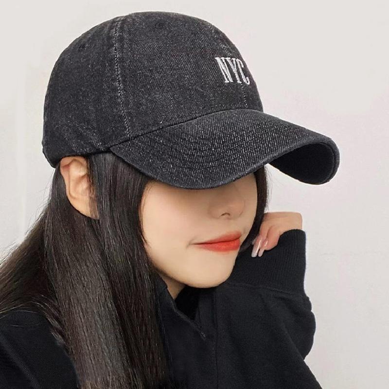 American Retro NYC Letter Denim Baseball Cap Outdoor Sports Sun Hat Simple Embroidered Trucker Hat