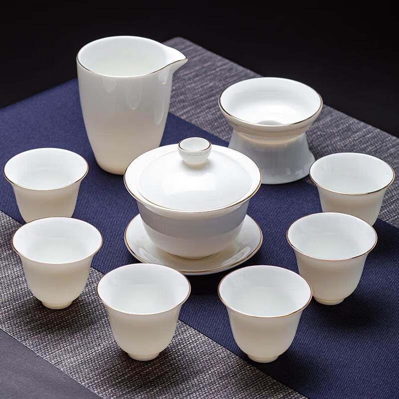 HANDUNYOU Ceramic Gold-Painted Gaiwan Teacup