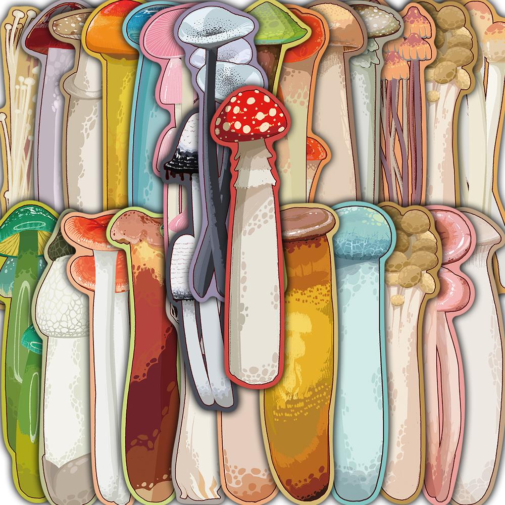 

30PCS Mushroom Bookmark Graffiti Stickers Reading Paper Books For Suitcase Coffee Books Page Phone Car Marking Bookmarks