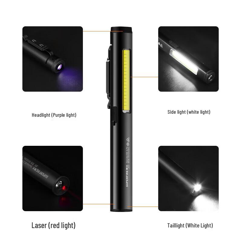 SupFire J01 Rechargeable Flashlight & Laser Pointer