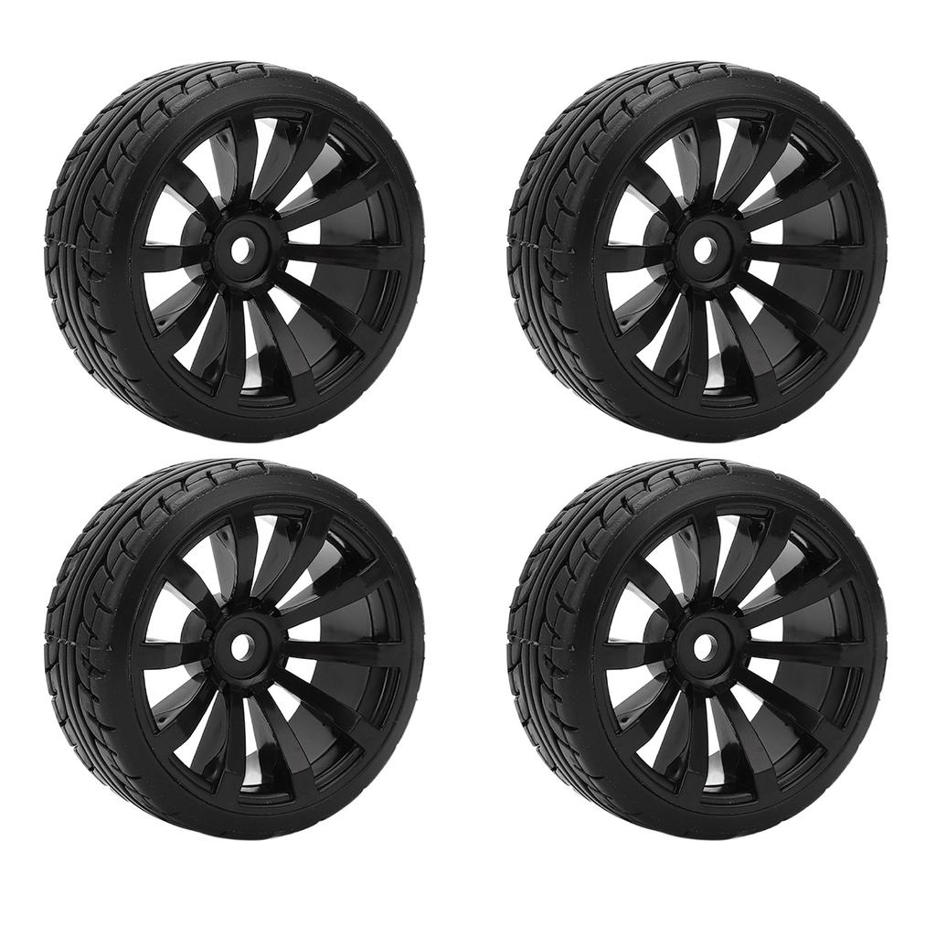 4PCS 1 10 Drift Car Tires Hard Tyre for Tamiya TT02 On Road Drifting Car RC Rubber Tires and Wheels Set Black