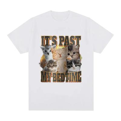 It's Past My Bed Time Funny Cat Meme Pure CottonT-Shirts Fashion Vintage T Shirt for Women Casual Short Sleeve Cartoon Clothing