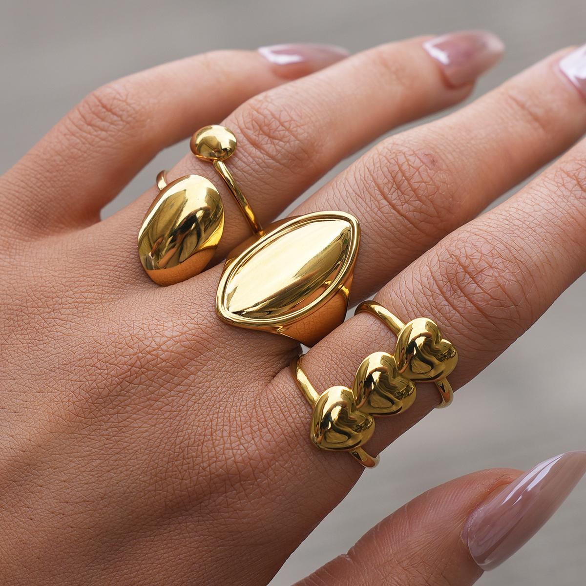 

Stainless Steel Heart Rings For Women 18K Gold Plated Heart Open Ring Wedding Aesthetic Accessories Party Zircon Gift anillos resizable