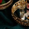Nordic Light Luxury Style Golden Wrought Iron Glass Mirror Base Tray Living Room Desktop Jewelry Tray Household Storage Tray