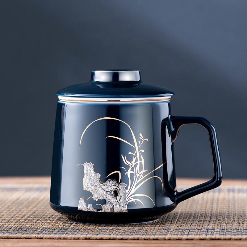China Guofeng High-grade Heat-resistant Ceramic Tea Cup Tea Separation Cup Home Kung Fu Tea Set Personal Special