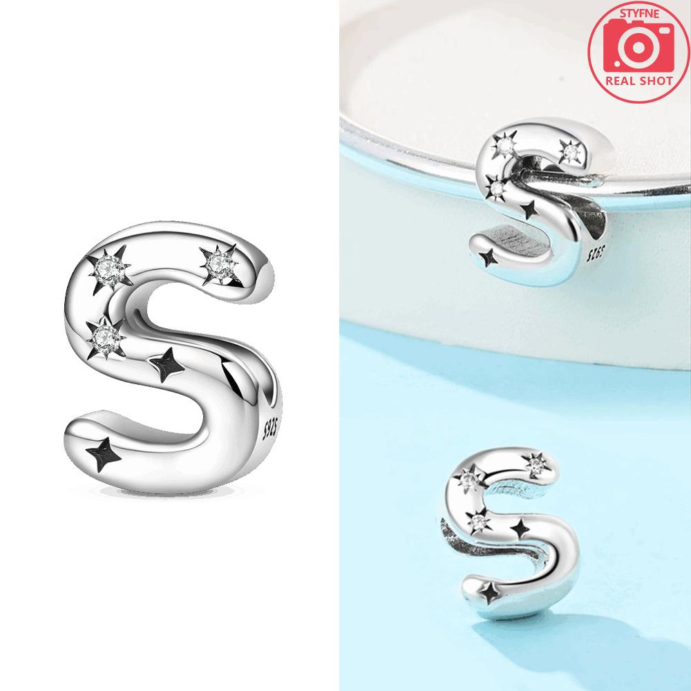 Letter Pendant Love White Zircon Stars Original Copper English Letters Beads Fit Bracelet Accessory Jewelry Gift Women Diy