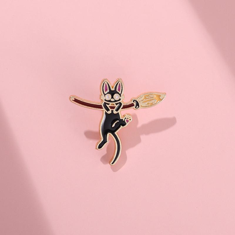 Chic Cat Black Lapel Pin Stylish Alloy Brooch Perfect For Decoration And Giving Gift