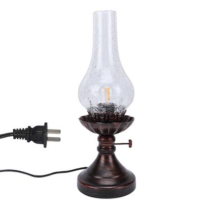 Vintage Table Lamp with Crackled Glass Shade 40W E27 E26 Rustic Small Antique Desk Lamp Bedside Decor for Farmhouse
