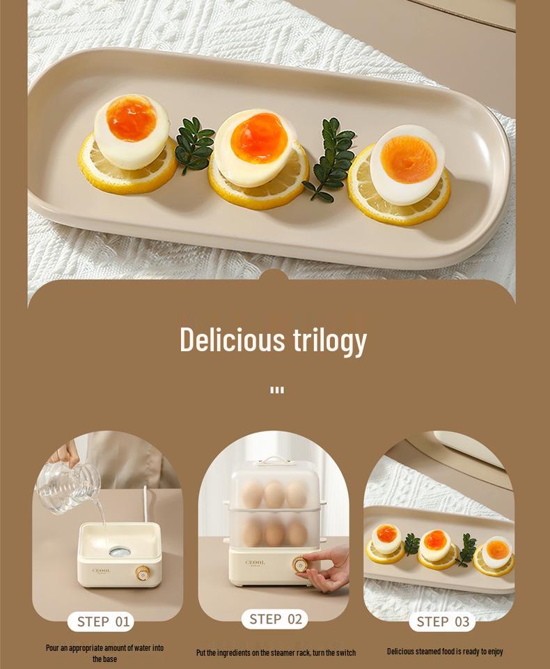 Multifunctional Double-Layer Steamer for Eggs & Custards - Anti-Dry Burning Electric Cooker for Dormitory & Home Use