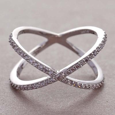 Anelli Incrociati Moda Coreana per Donna Zirconia Cubica Piena Colore Bianco Versatili Accessori Femminili Gioielli Statement All'Ingrosso
