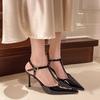 Pointed Head Shallow Mouth High Heel Women's Sandals 2025 New One-word Buckle Bag Head Hollow Thin Heel High Heel Sandals Women