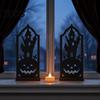 Festive Atmosphere Lighting Halloween Candle Holder, Gothic Hollow Silhouette Holder for Tea Lights, Dark Decorative Ghost Style Pumpkin Cat
