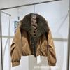 New Haining Fur Integrated Parker Down Jacket Women's Big Fur Collar Short White Goose Down Jacket Winter