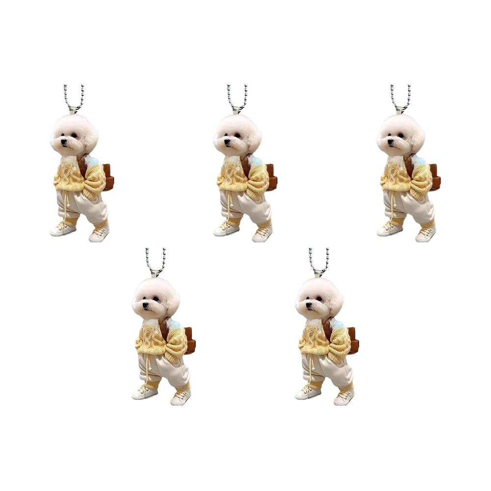 5-1PCS Acrylic 2D Creative Car Hanging Decor Realistic Animal Car Rearview Mirror Pendant Car Auto Interior Decoration