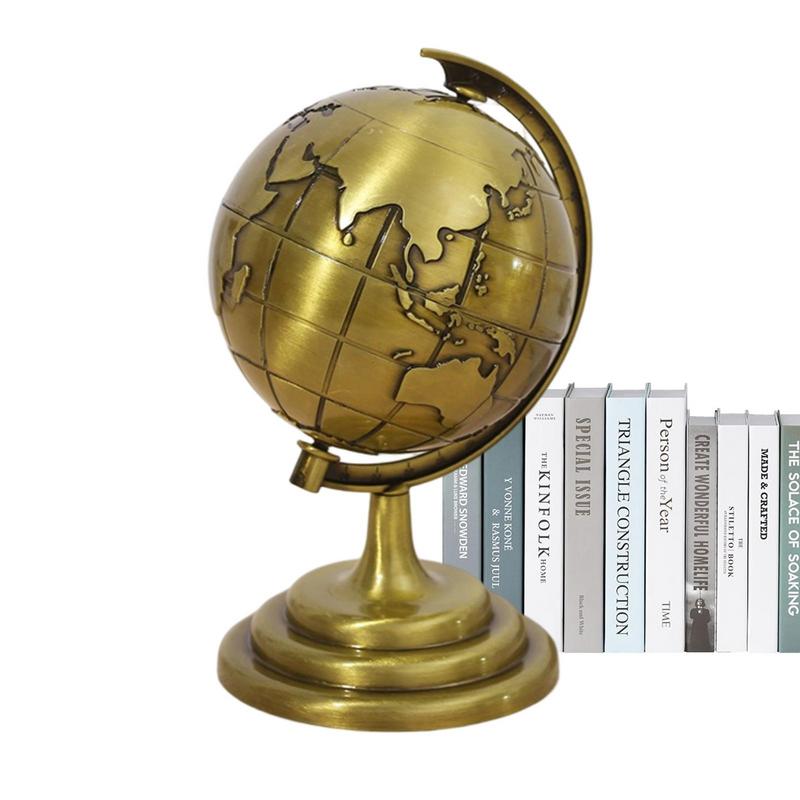 Luxury Office Decor Ornaments Vintage World Globe Metal Decorative Crafts Modern Home Living Room Study Desk Decorations