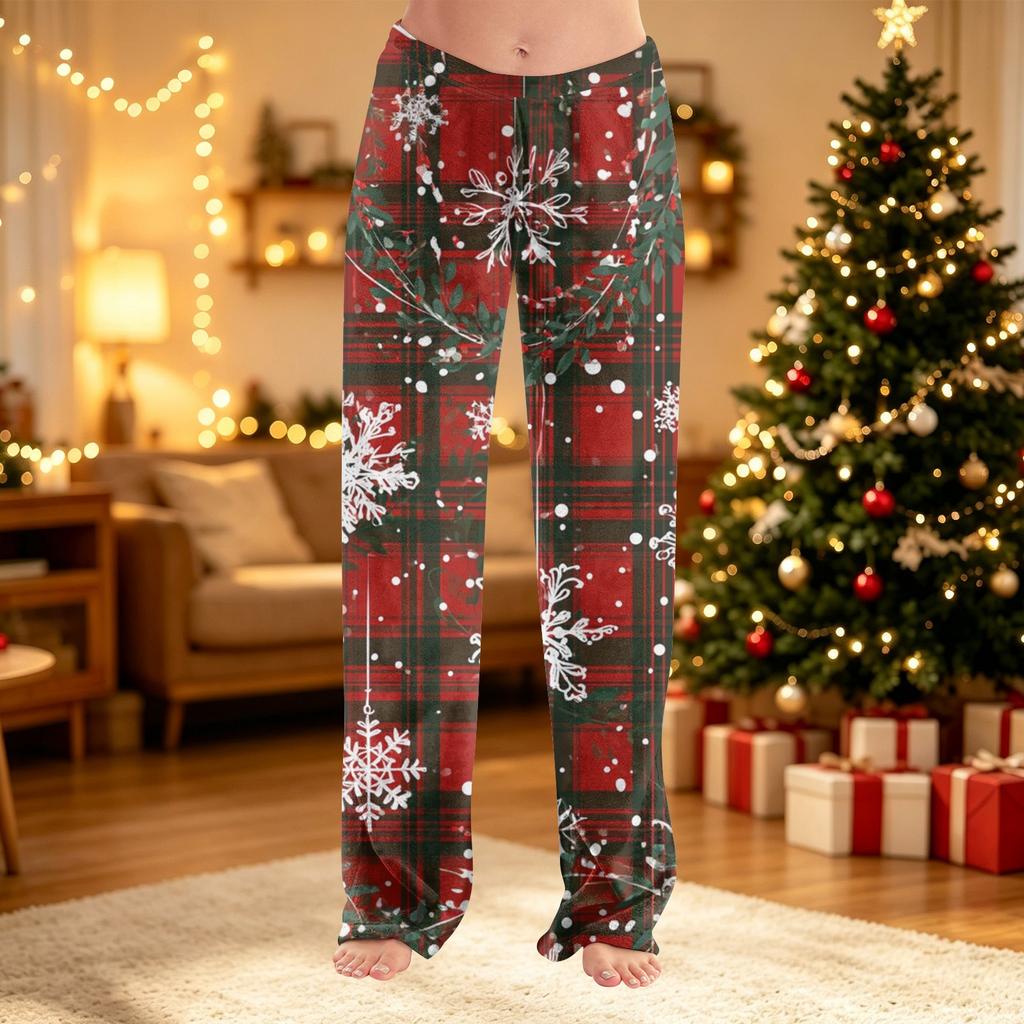Women's Christmas Print Pants Casual Bottoms for Winter Holiday
