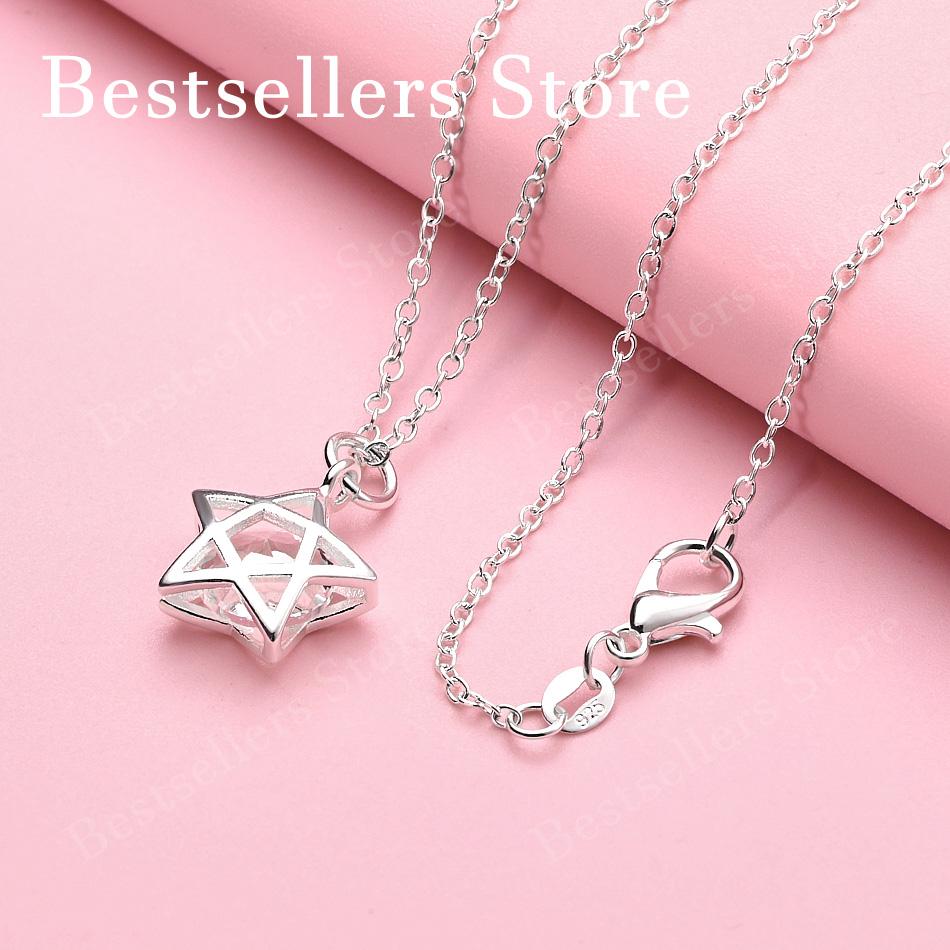 925 sterling silver 16-30 inch exquisite star zircon pendant necklace for women's fashion jewelry wedding accessories