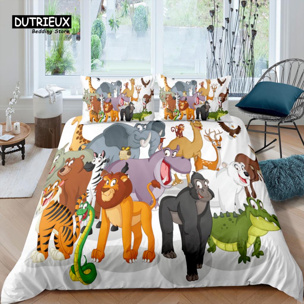 

Home Living Luxury 3D Animals Bedding Set Comfortable Duvet Cover Set Kids Bedding Set Queen and King EU/US/AU/UK Size US Queen(228x228cm)