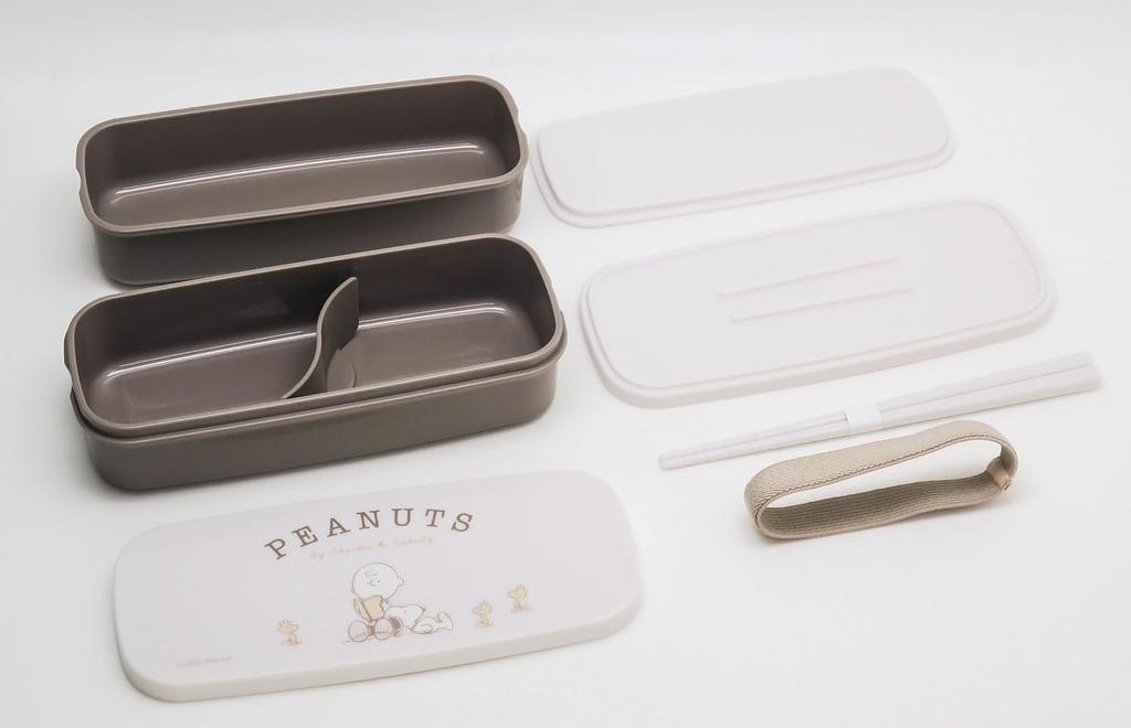 OSK Bento Box PEANUTS EVERYDAY Snoopy Lunch Box with and Lunch Made In Dishwasher and Microwave Compact Easy To For Elementary School 2-Tier