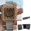 Y2k Watch For Men Fashion Luxury Gold Square Diamond Full Sky Star Male Clock Watches New Skeleton Flower Quartz Wristwatch