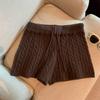 Korean Style Sweet Spicy Cable Knit Wide-Leg Elastic Waist Shorts for Women - Slimming & Casual, Early Autumn 2025.