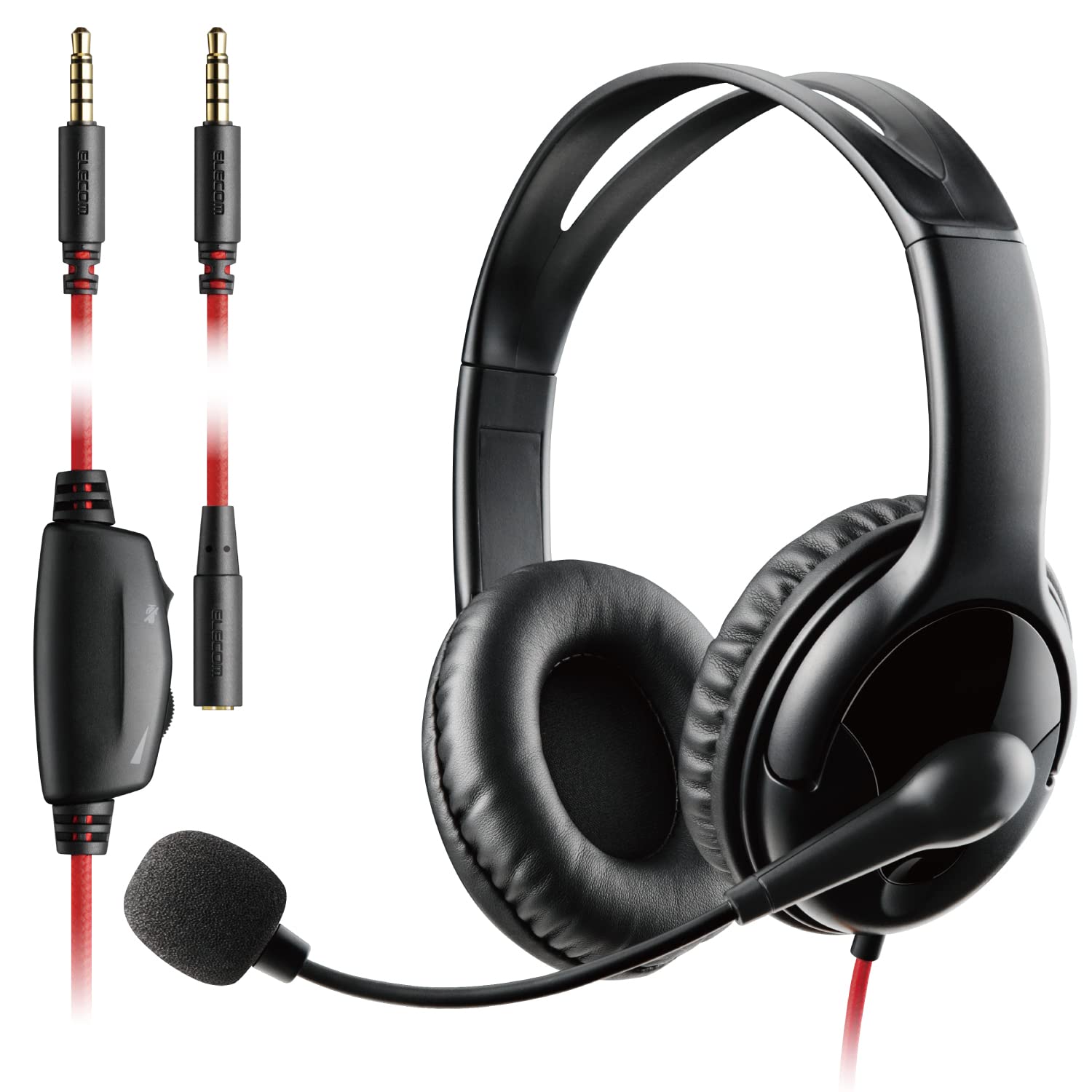 

ELECOM Gaming Headset Wired PS4 Switch 4 Pole Volume Adjustment Mute Flexible Arm Binaural Extension Cable Black [PS5 Compatible] 3.5mm 1.5m 1.0m чорний